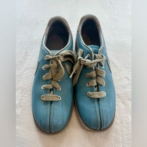 1984 Sz 6 Nike Strike X Bowling Shoes Womens Blue Silver Swoosh 840305SN READ !!